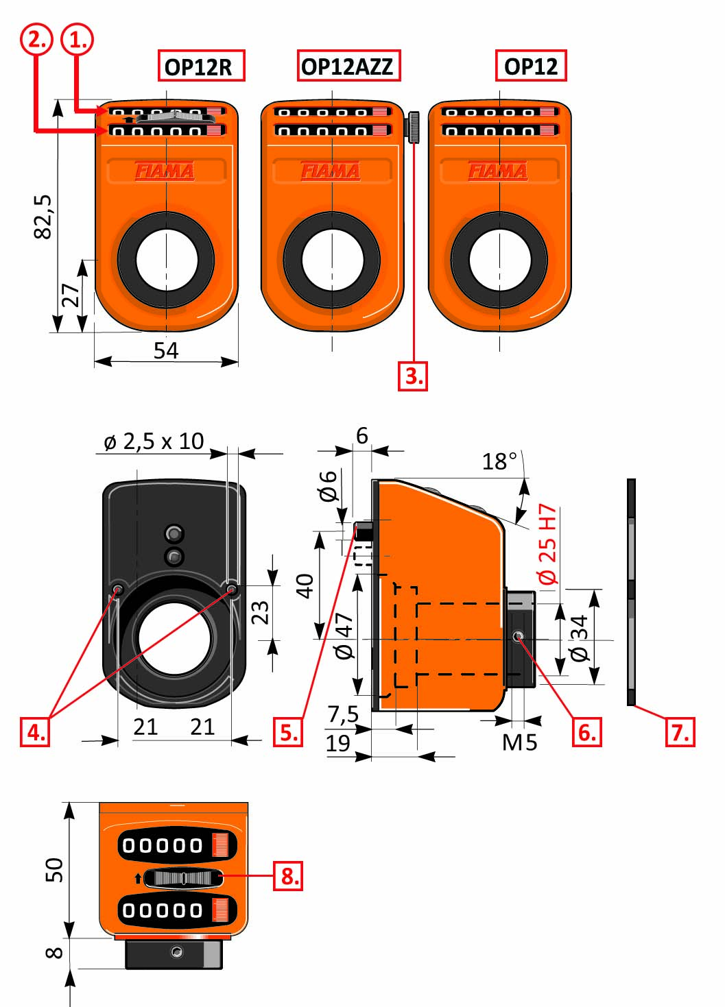 Compteur mécanique 5 positions